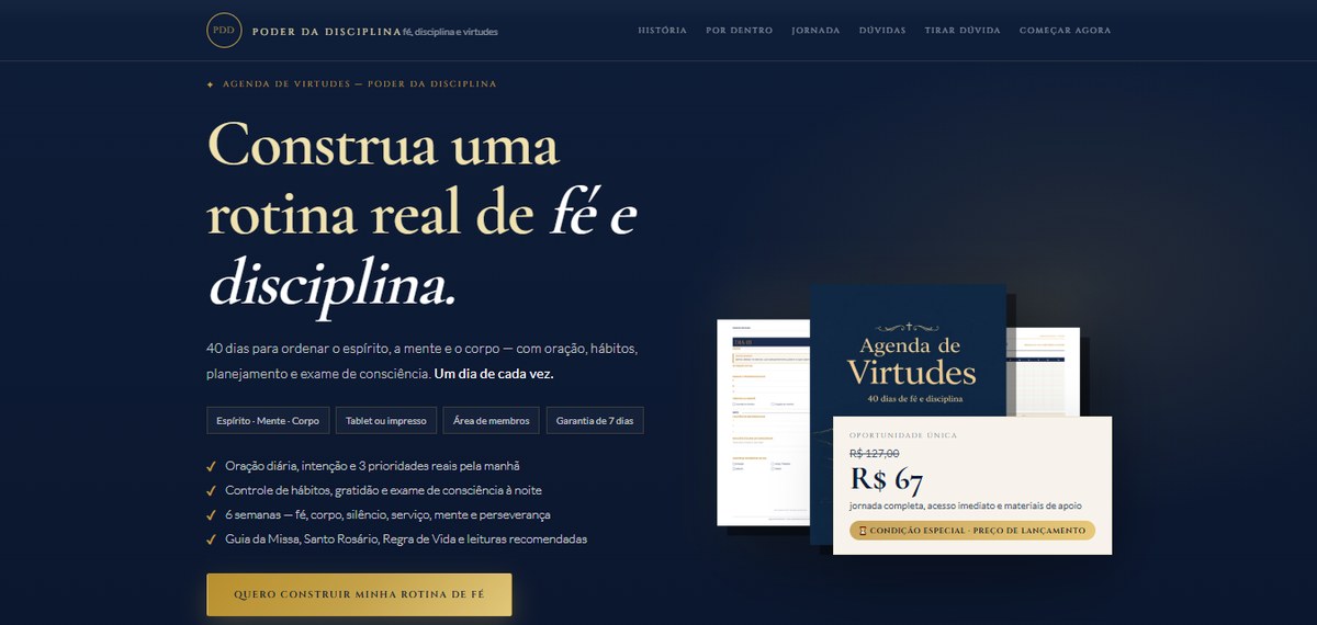 Página de vendas com oferta estruturada e checkout integrado